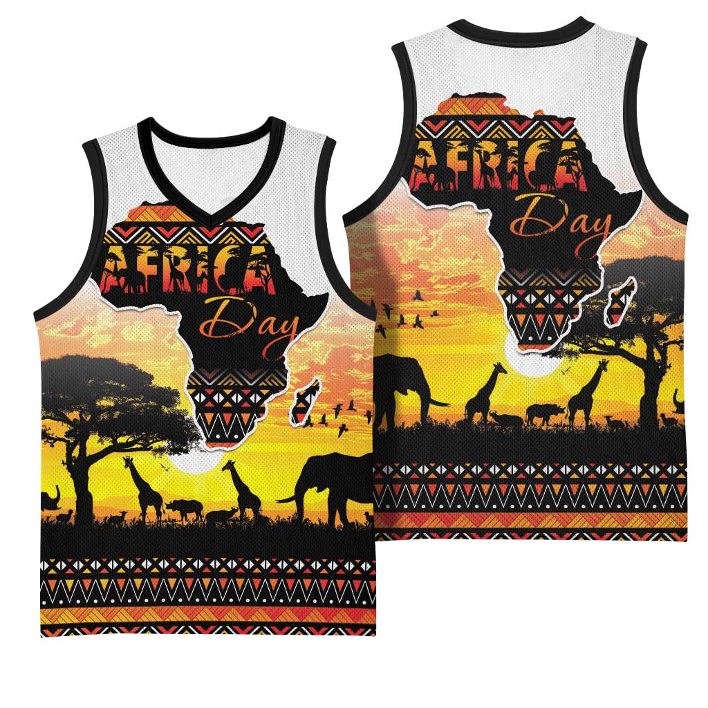 Africa Day Basketball Jersey Safari With Map - African Pattern LT15