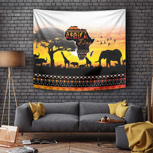 Africa Day Tapestry Safari With Map - African Pattern