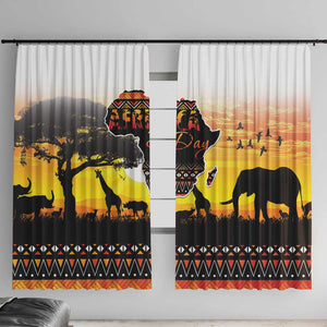 Africa Day Window Curtain Safari With Map - African Pattern