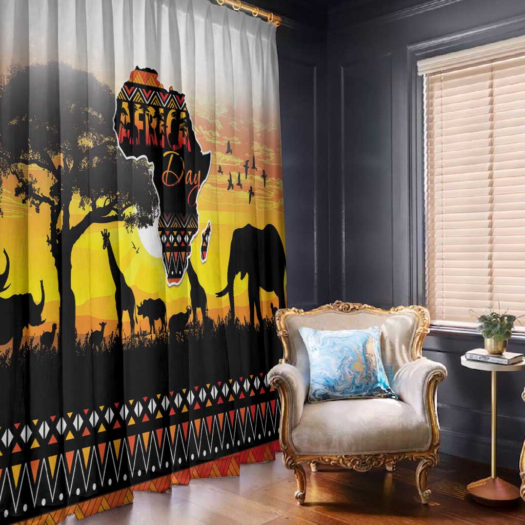 Africa Day Window Curtain Safari With Map - African Pattern