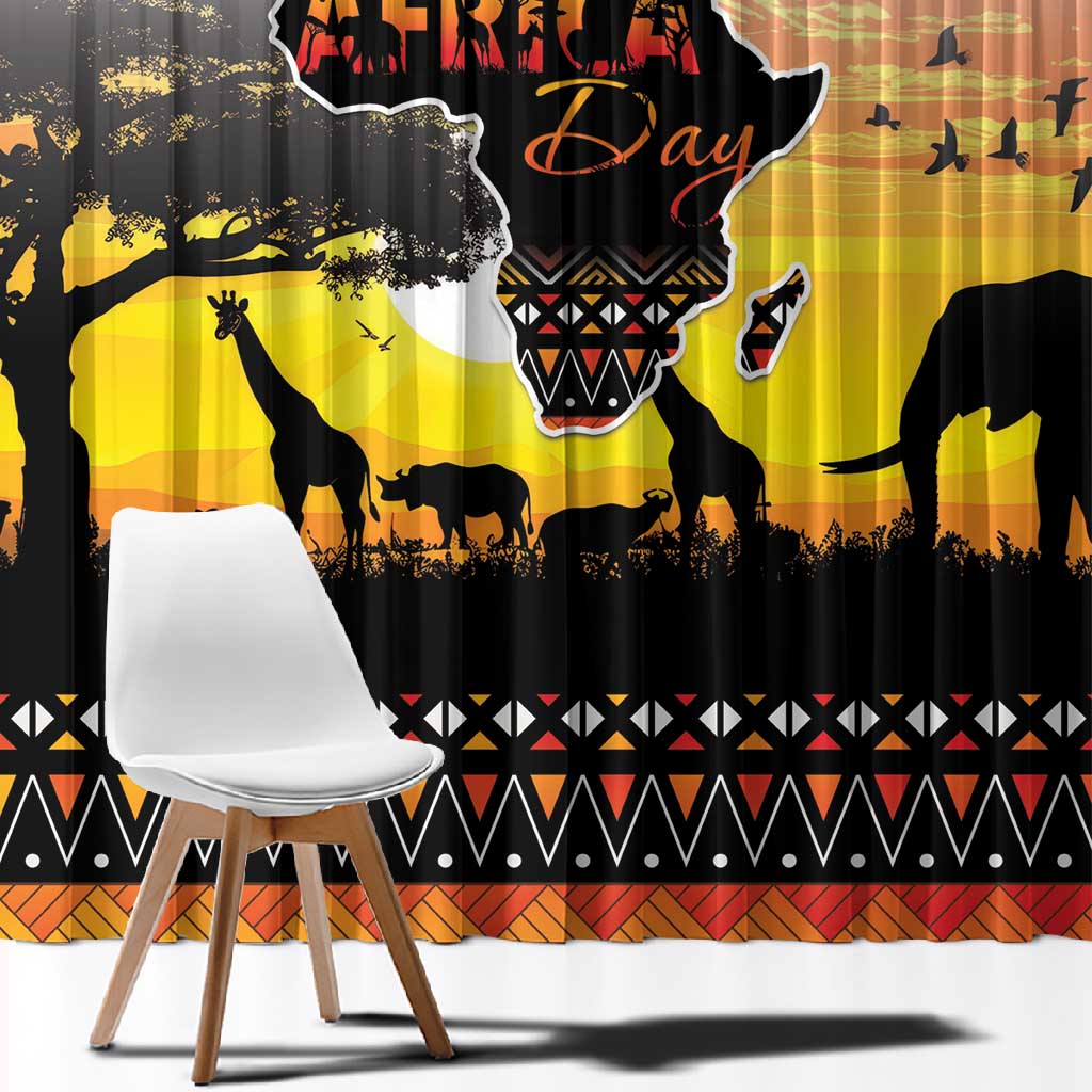 Africa Day Window Curtain Safari With Map - African Pattern