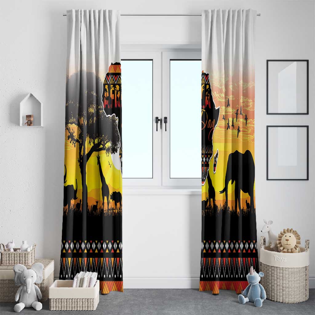 Africa Day Window Curtain Safari With Map - African Pattern
