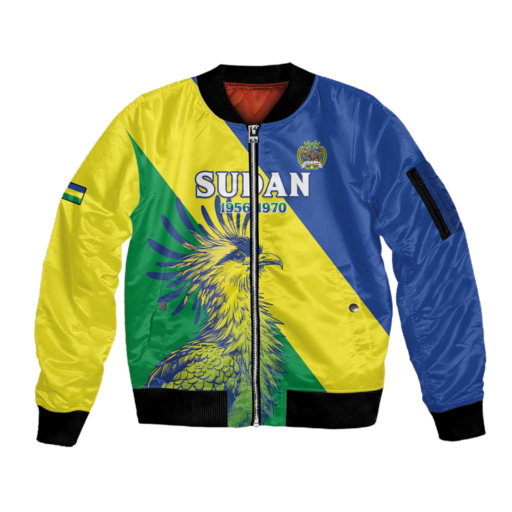 Personalized Sudan Sleeve Zip Bomber Jacket Coat Of Arms 1956-1970