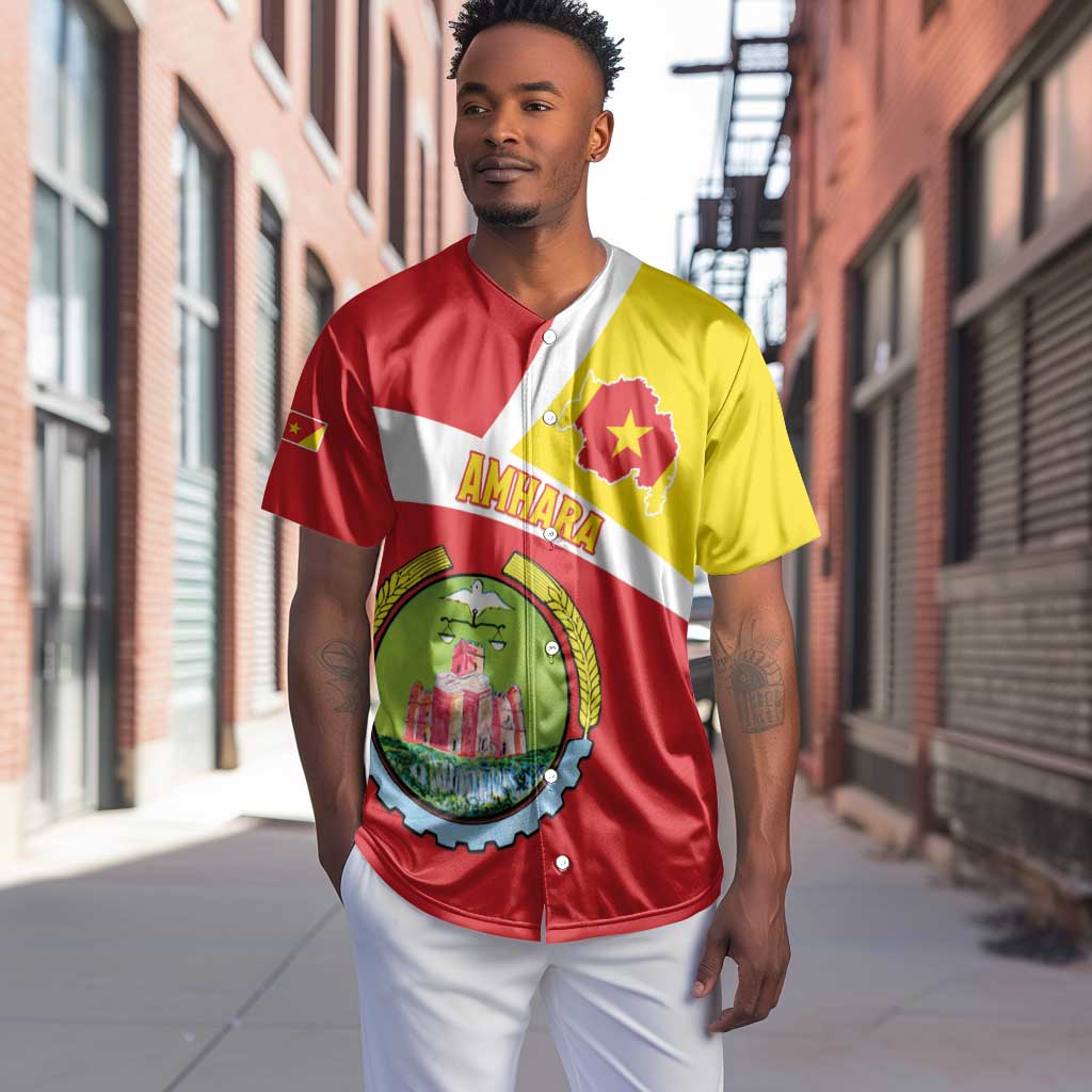 Personalized Amhara Region Baseball Jersey Coat Of Arms With Amhara Map