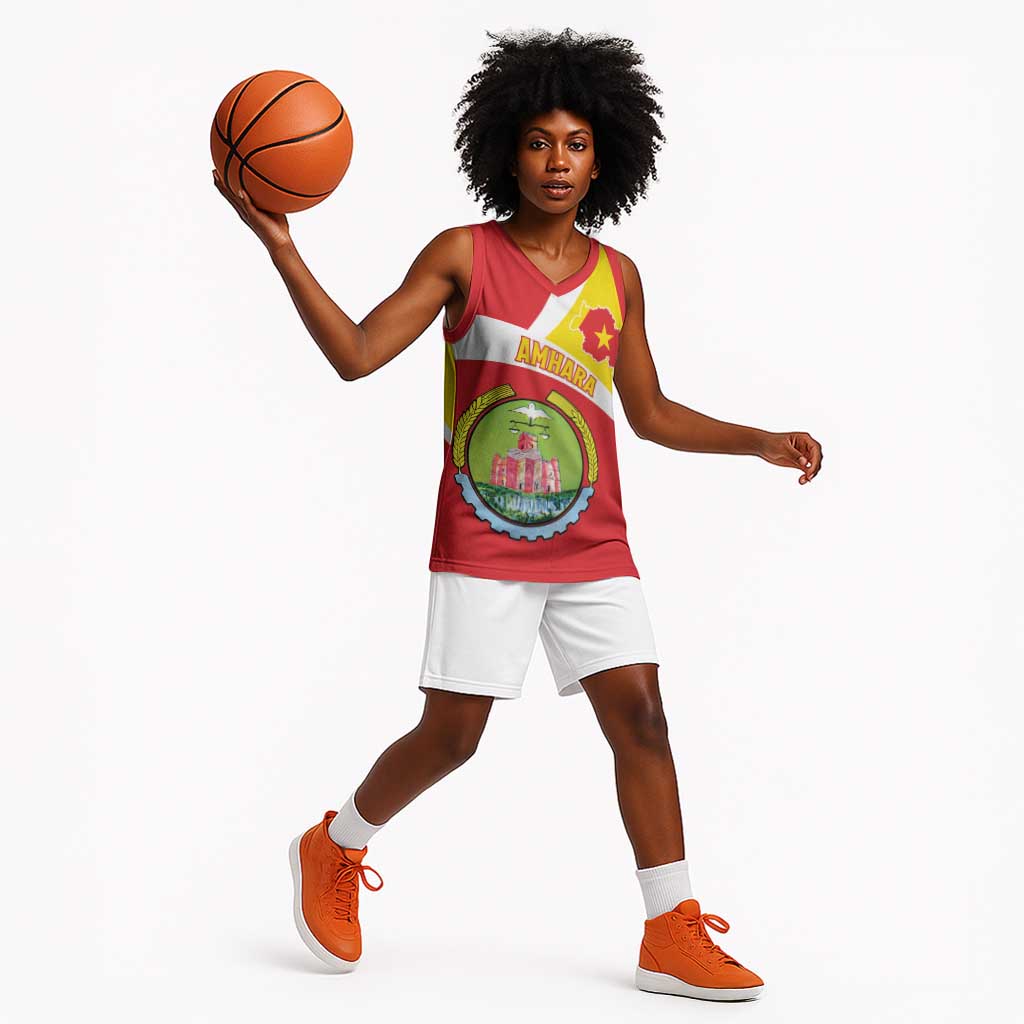 Personalized Amhara Region Basketball Jersey Coat Of Arms With Amhara Map LT15