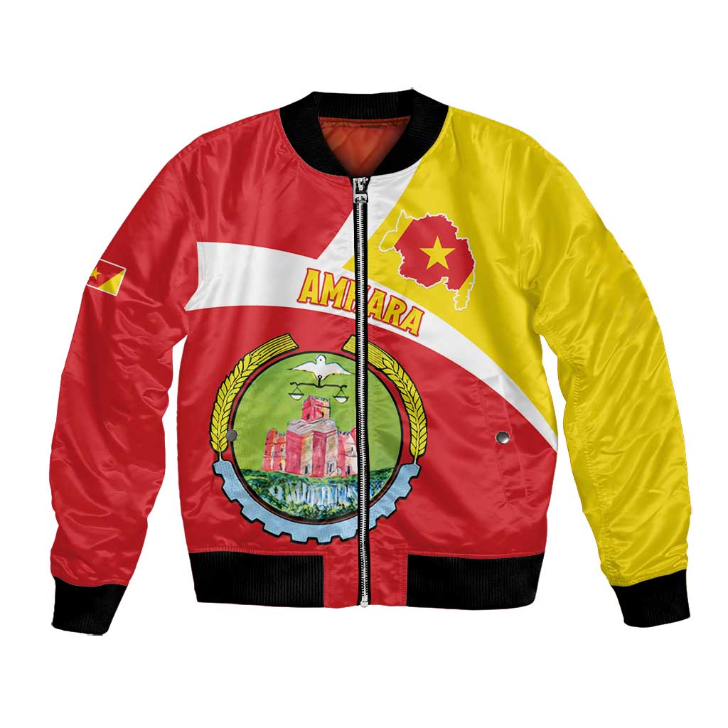 Personalized Amhara Region Bomber Jacket Coat Of Arms With Amhara Map