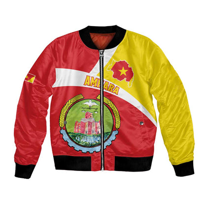 Personalized Amhara Region Bomber Jacket Coat Of Arms With Amhara Map