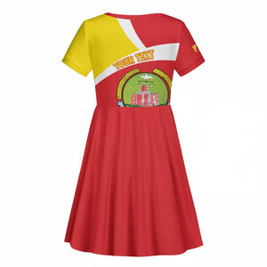 Personalized Amhara Region Kid Short Sleeve Dress Coat Of Arms With Amhara Map