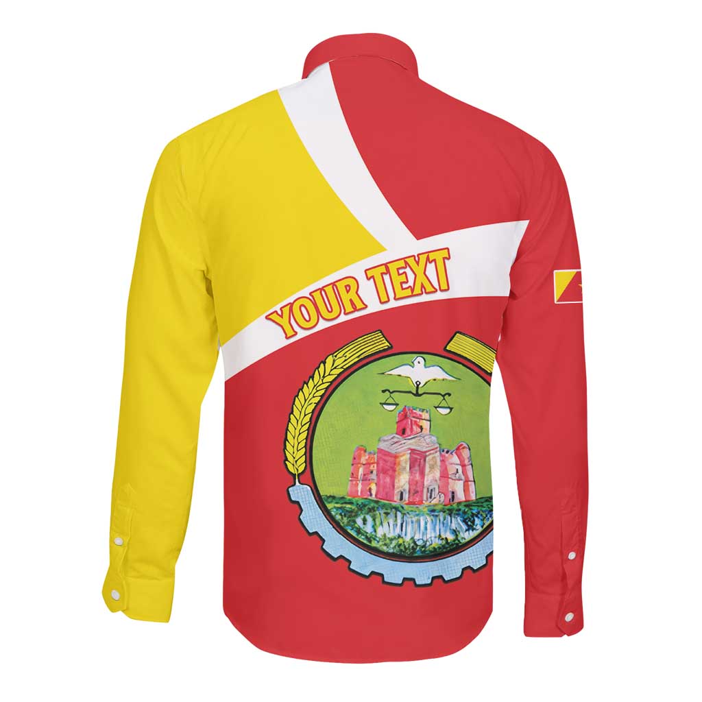 Personalized Amhara Region Long Sleeve Button Shirt Coat Of Arms With Amhara Map