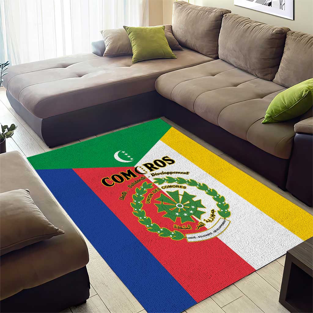 Comoros Coat Of Arms Flag Style Area Rug