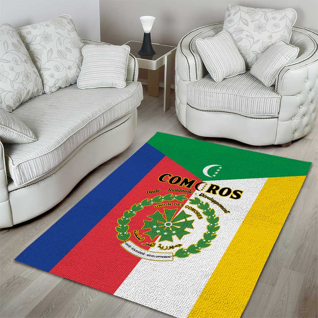 Comoros Coat Of Arms Flag Style Area Rug