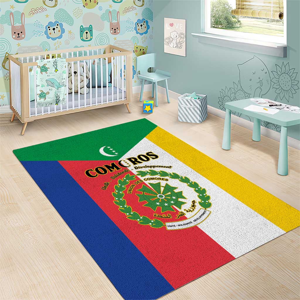 Comoros Coat Of Arms Flag Style Area Rug