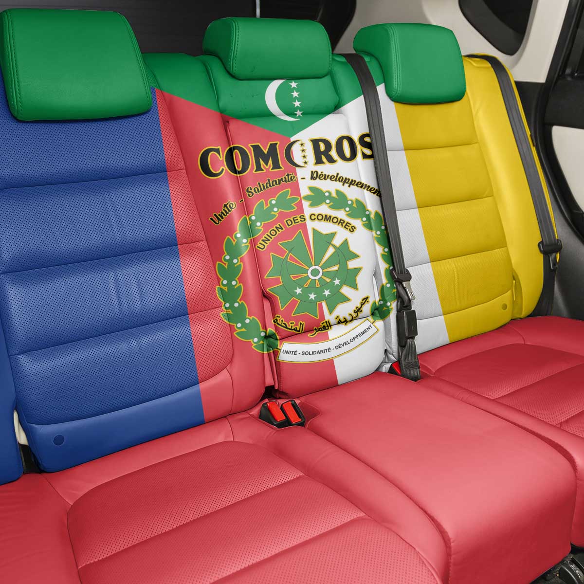 Comoros Coat Of Arms Flag Style Back Car Seat Cover