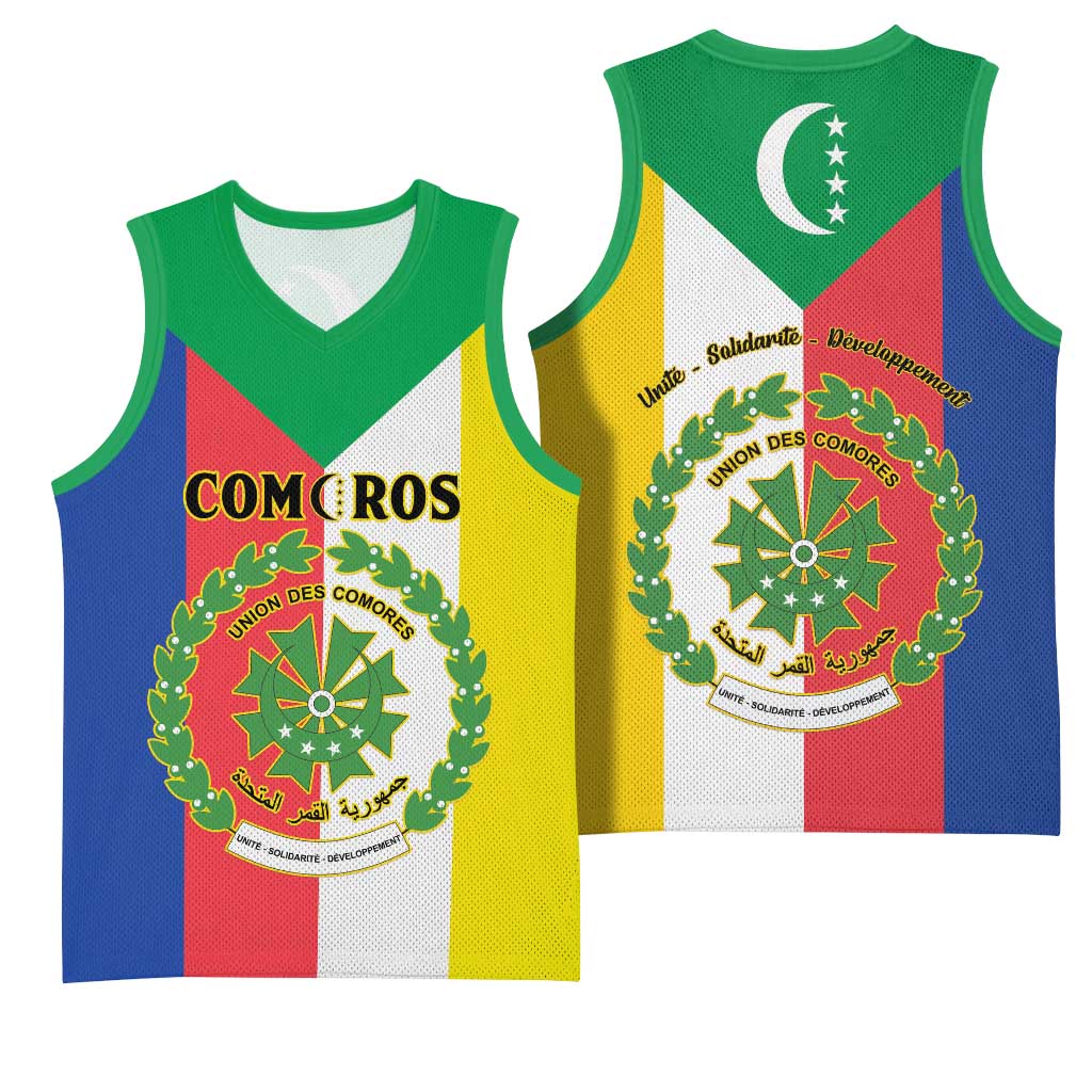 Comoros Coat Of Arms Flag Style Basketball Jersey LT15