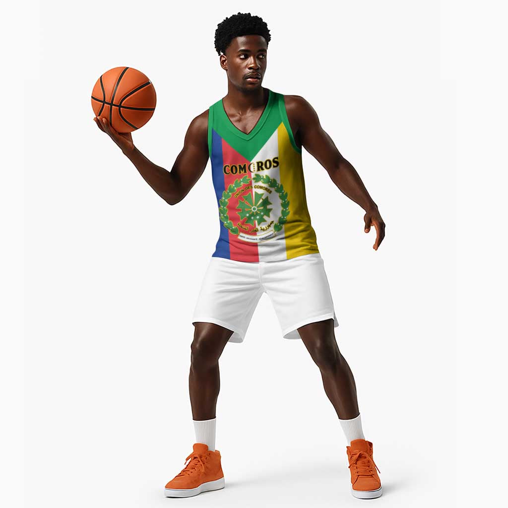 Comoros Coat Of Arms Flag Style Basketball Jersey LT15
