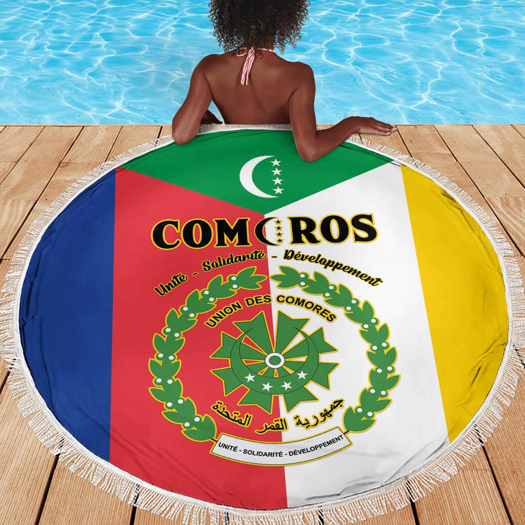 Comoros Coat Of Arms Flag Style Beach Blanket