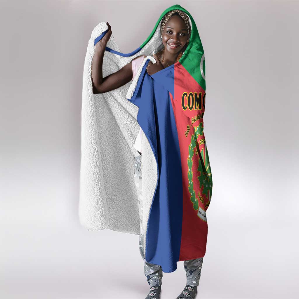 Comoros Coat Of Arms Flag Style Hooded Blanket
