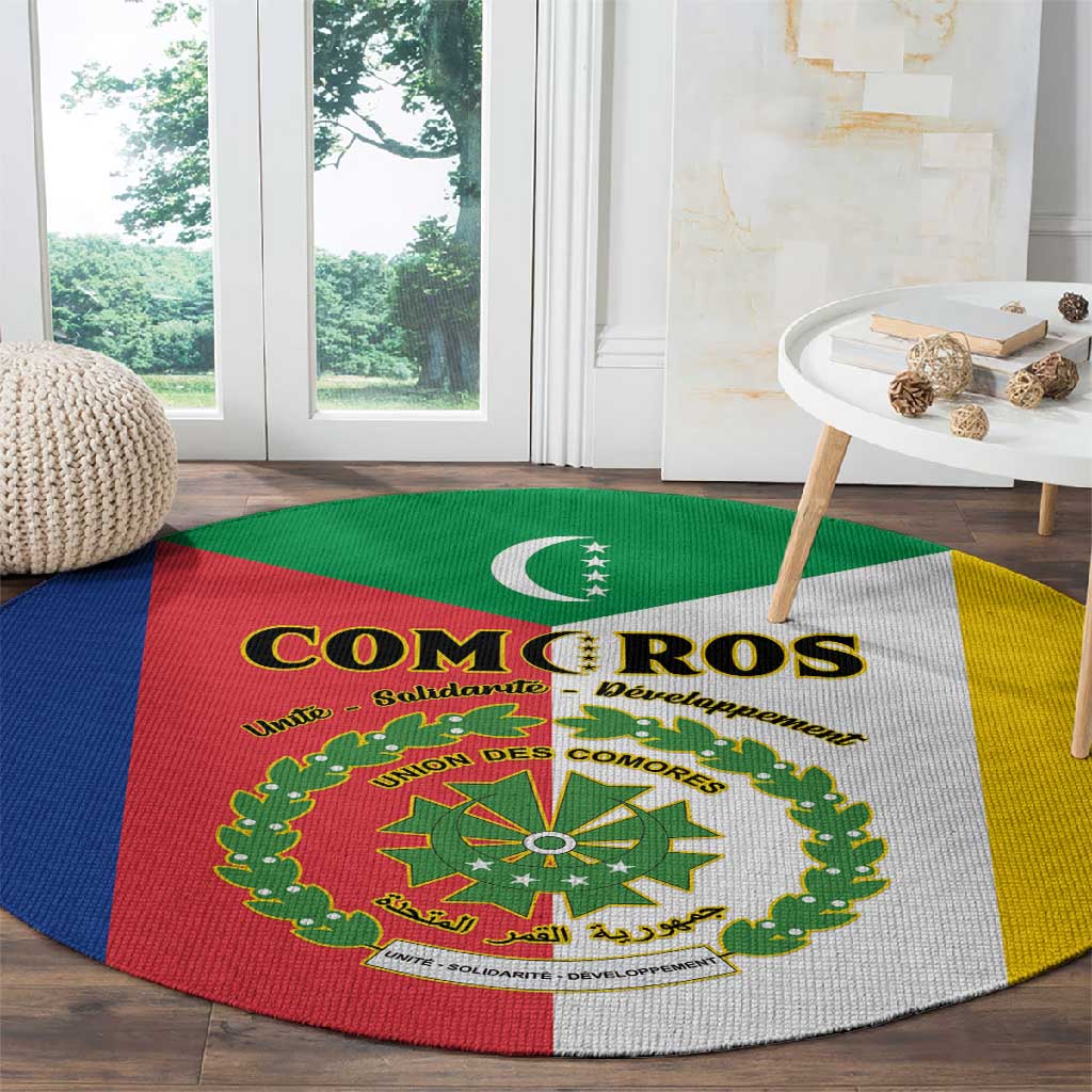 Comoros Coat Of Arms Flag Style Round Carpet