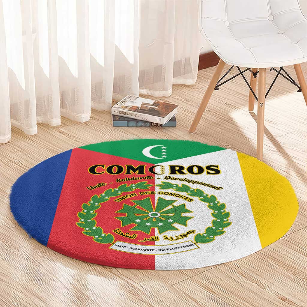 Comoros Coat Of Arms Flag Style Round Carpet