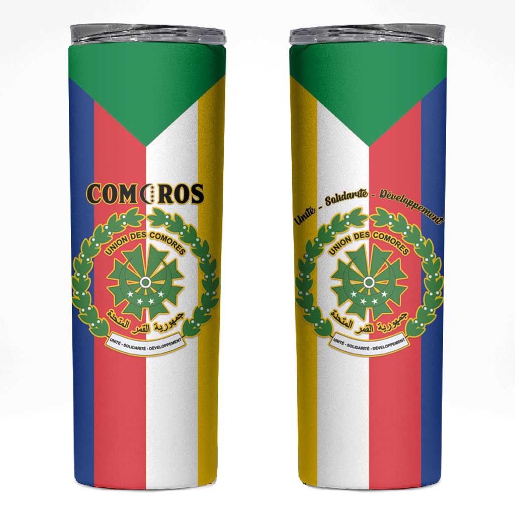 Comoros Coat Of Arms Flag Style Skinny Tumbler