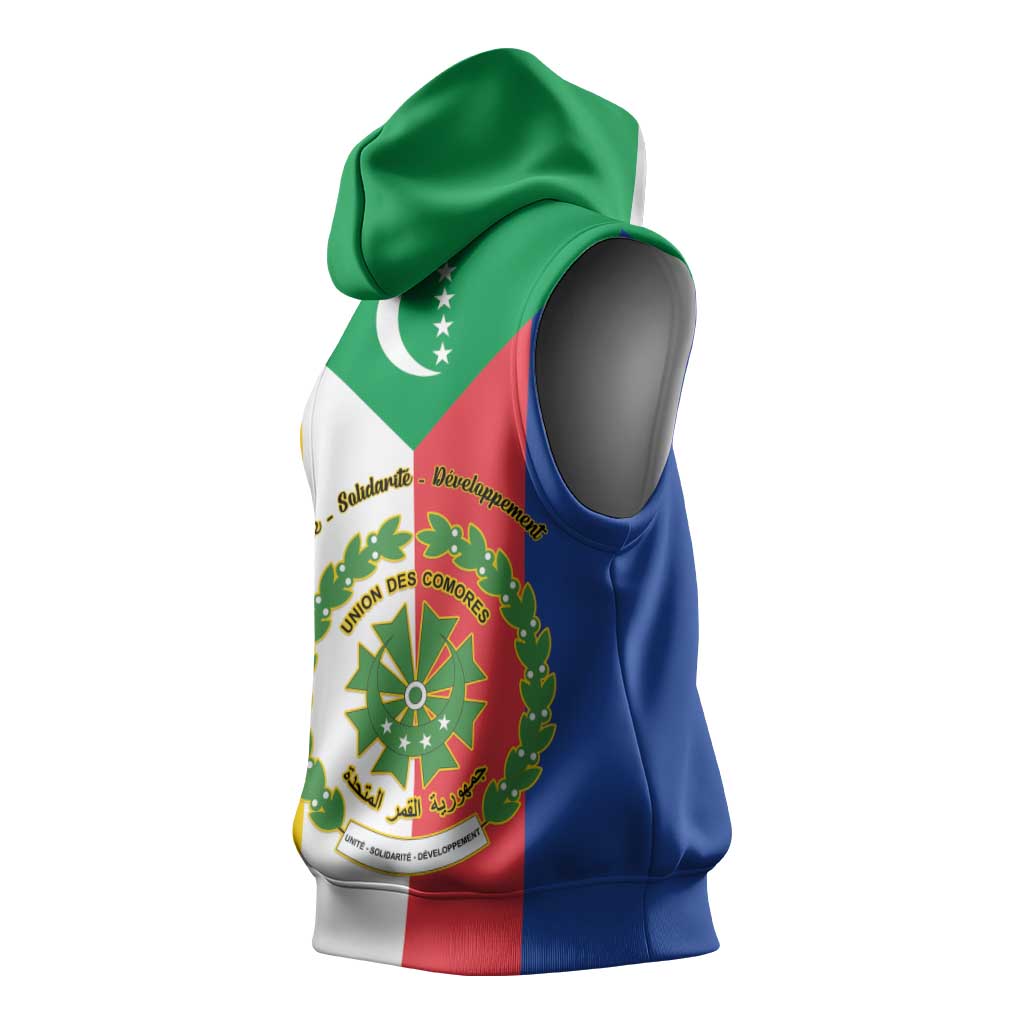 Comoros Coat Of Arms Flag Style Sleeveless Hoodie - African Pride