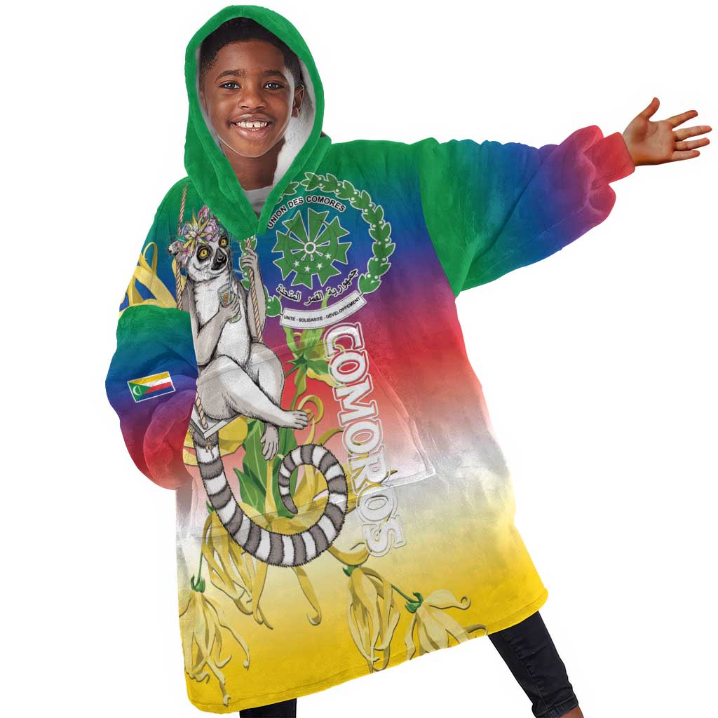 Comoros Kid Wearable Blanket Hoodie Mongoose Lemur With Ylang Ylang