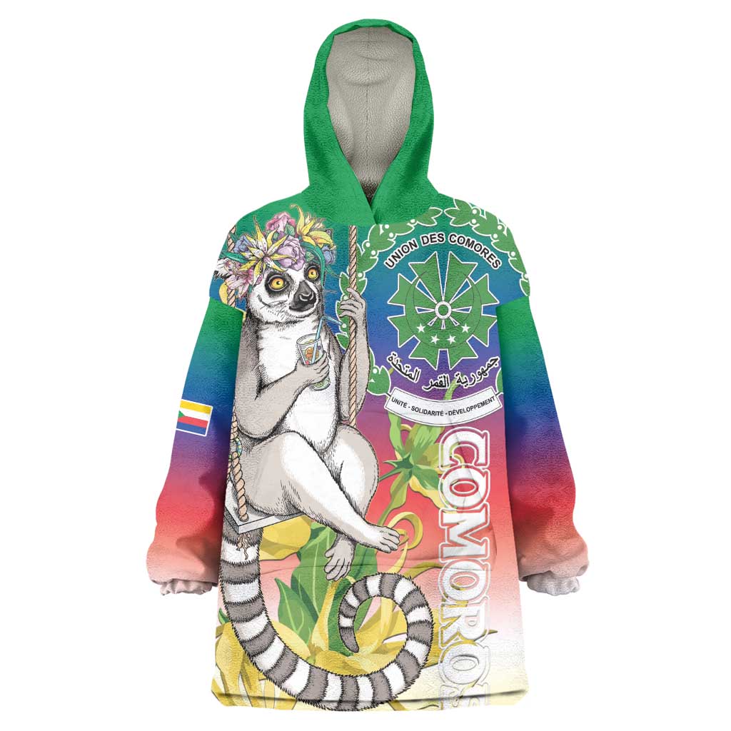 Comoros Kid Wearable Blanket Hoodie Mongoose Lemur With Ylang Ylang