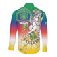 Comoros Long Sleeve Button Shirt Mongoose Lemur With Ylang Ylang