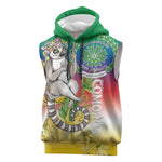 Comoros Sleeveless Hoodie Mongoose Lemur With Ylang Ylang - African Pride