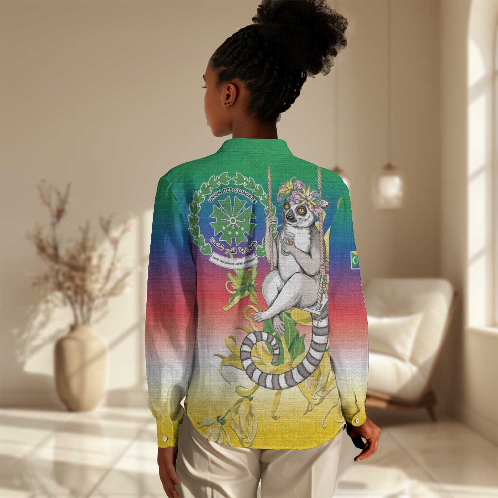 Comoros Women Casual Shirt Mongoose Lemur With Ylang Ylang