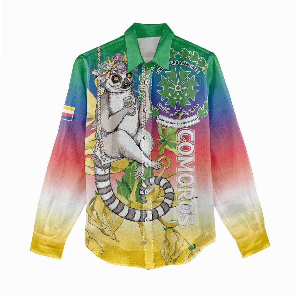 Comoros Women Casual Shirt Mongoose Lemur With Ylang Ylang
