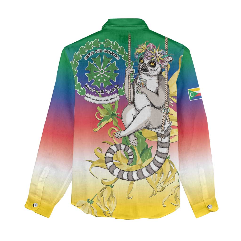 Comoros Women Casual Shirt Mongoose Lemur With Ylang Ylang