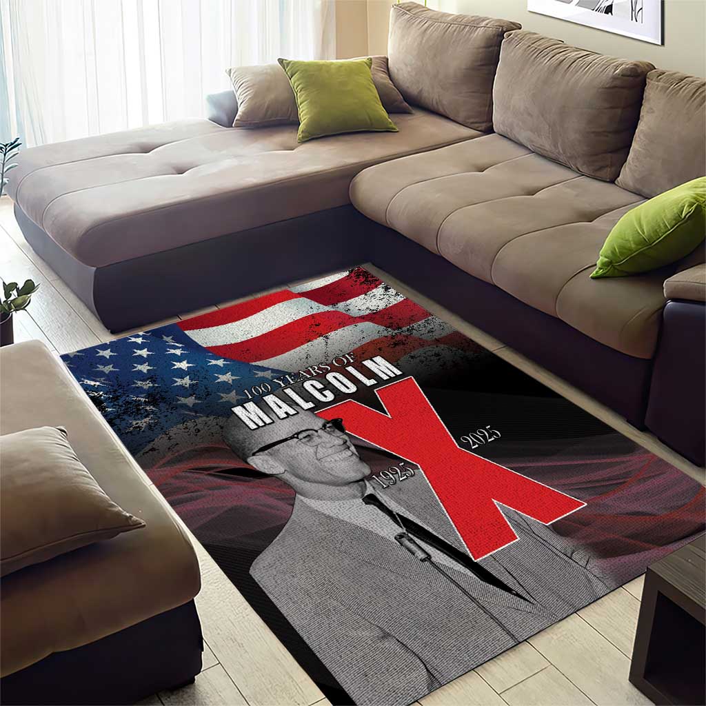 100 Years of Malcolm X Area Rug His Legacy for Black