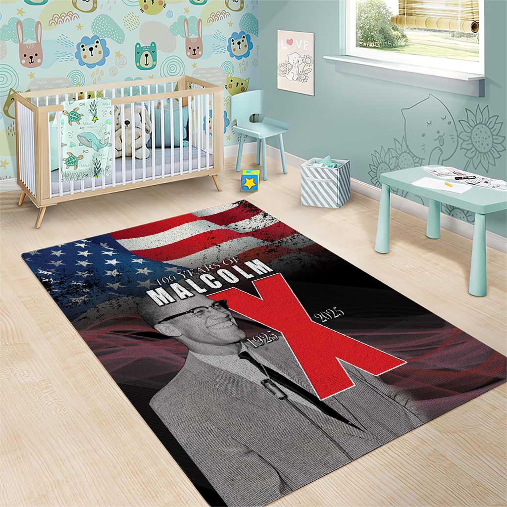 100 Years of Malcolm X Area Rug His Legacy for Black