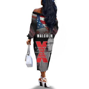 100 Years of Malcolm X Off The Shoulder Long Sleeve Dress His Legacy for Black