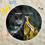 New Zealand vs South Africa Rugby Beach Blanket Maori - African Pattern