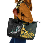 New Zealand vs South Africa Rugby Leather Tote Bag Maori - African Pattern