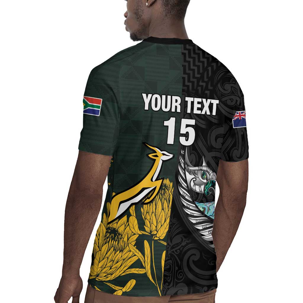 New Zealand vs South Africa Rugby Custom Rugby Jersey Maori - African Pattern
