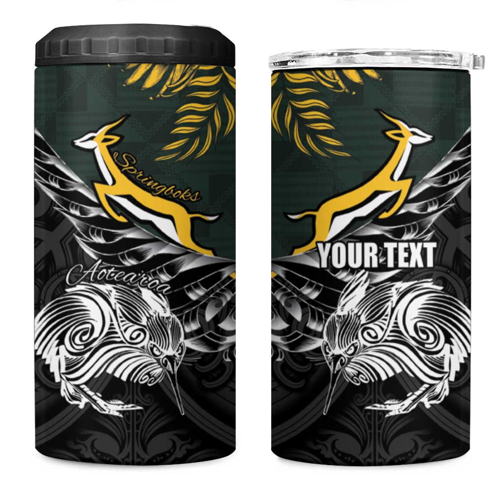 New Zealand vs South Africa Rugby Personalised 4 in 1 Can Cooler Tumbler Maori Kiwi With Springboks