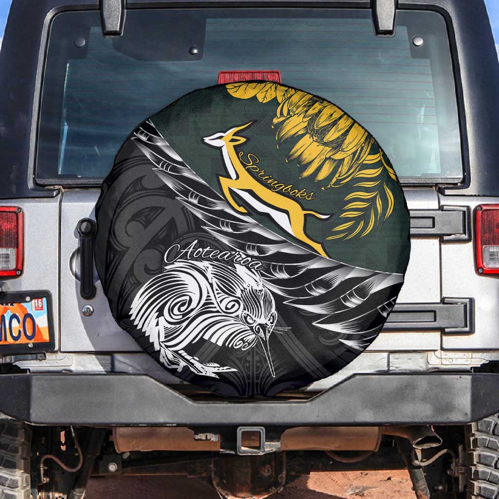 New Zealand vs South Africa Rugby Spare Tire Cover Maori Kiwi With Springboks