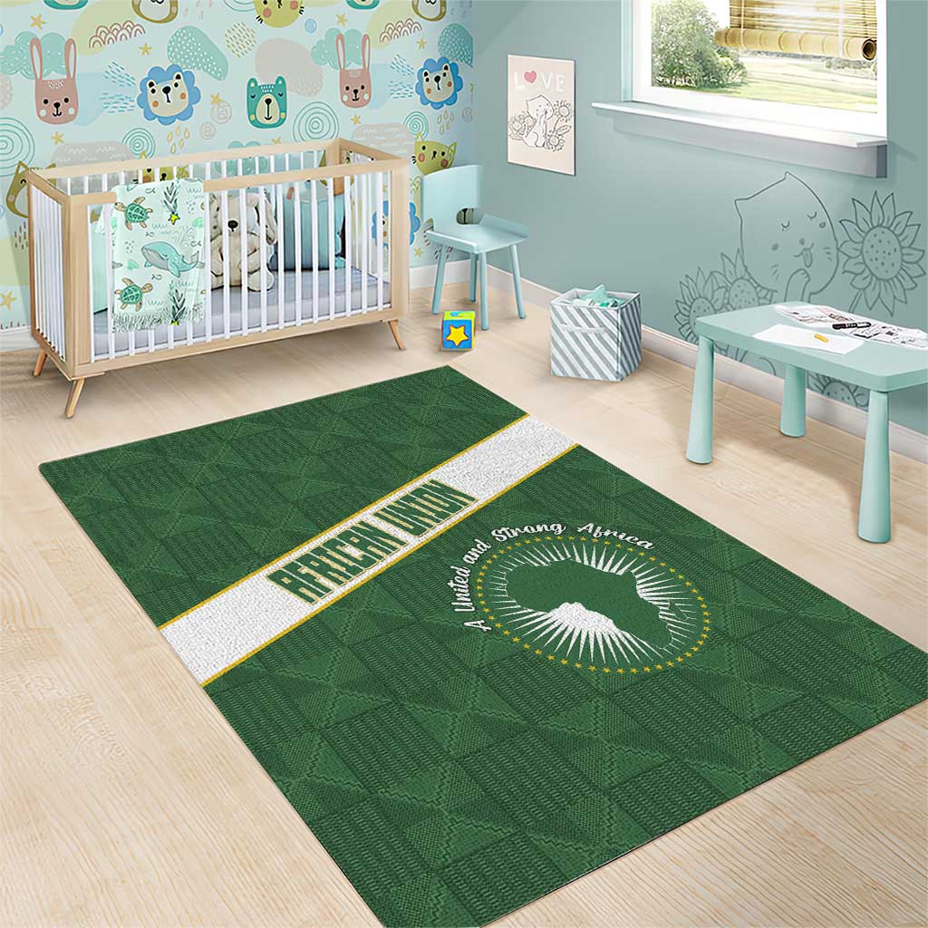 African Union Day Area Rug Emblem With Kente Pattern - African Pride