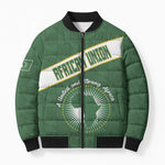 Personalized African Union Day Bomber Puffer Jacket Emblem With Kente Pattern