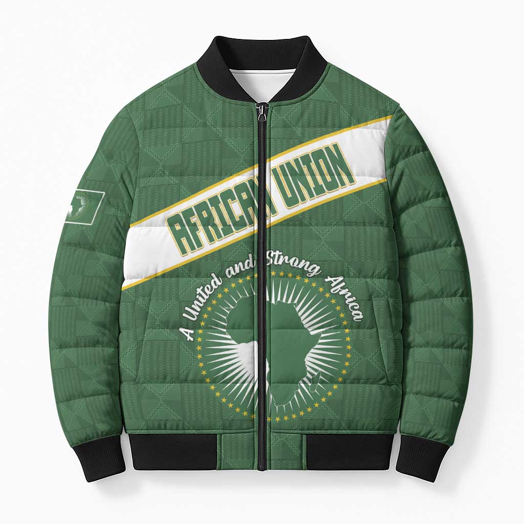 Personalized African Union Day Bomber Puffer Jacket Emblem With Kente Pattern