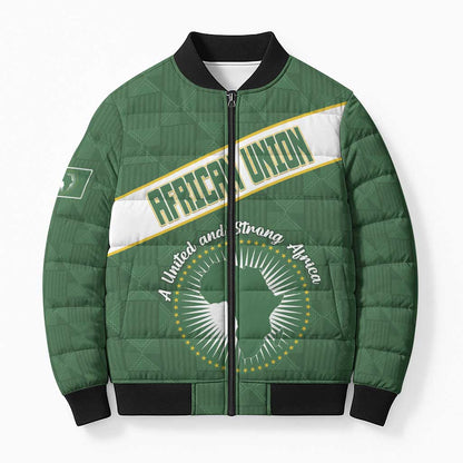 Personalized African Union Day Bomber Puffer Jacket Emblem With Kente Pattern