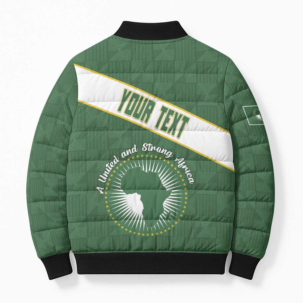 Personalized African Union Day Bomber Puffer Jacket Emblem With Kente Pattern