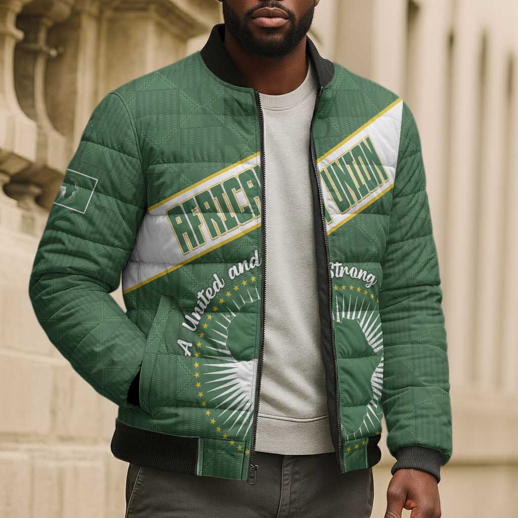 Personalized African Union Day Bomber Puffer Jacket Emblem With Kente Pattern