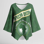 Personalized African Union Day Kimono Sleeve Blouse Emblem With Kente Pattern