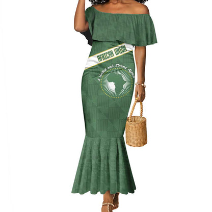 Personalized African Union Day Mermaid Dress Emblem With Kente Pattern - African Pride