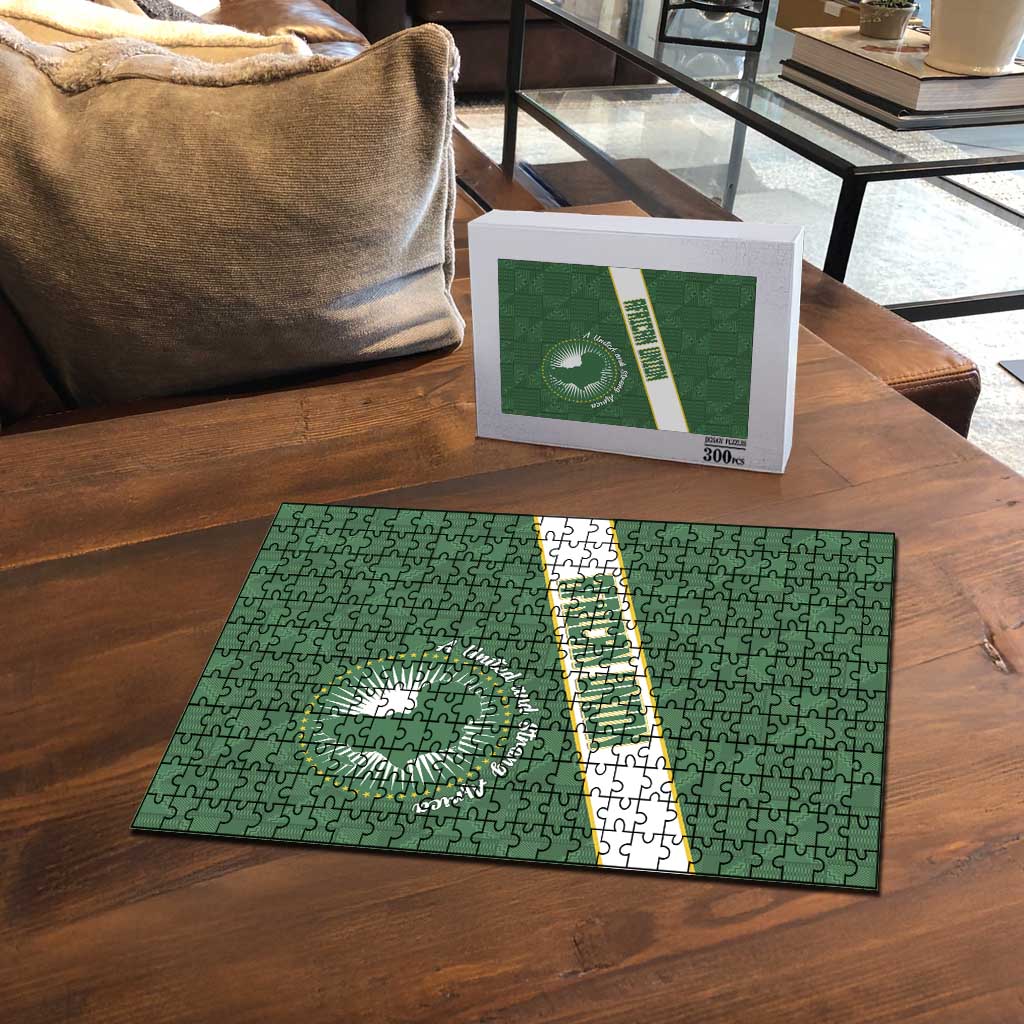 African Union Day Puzzle Emblem With Kente Pattern