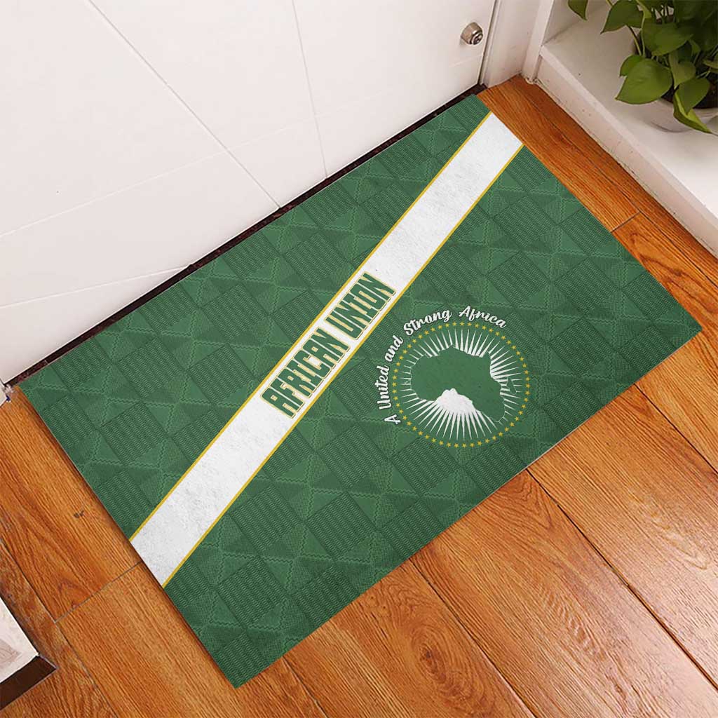 African Union Day Rubber Doormat Emblem With Kente Pattern - African Pride
